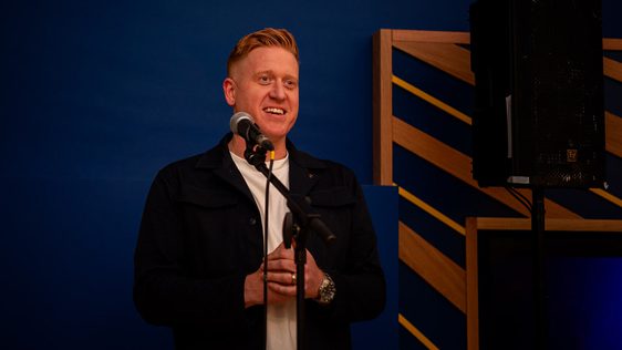 Councillor making a speech at the theatre
