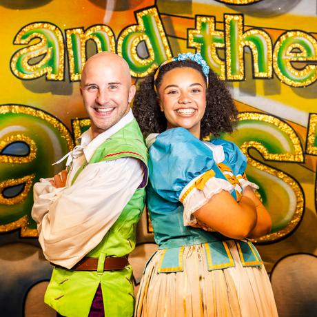 Jack and the Beanstalk panto cast members Ben Thornton as Billy and Becky Sanneh as Jack Trot