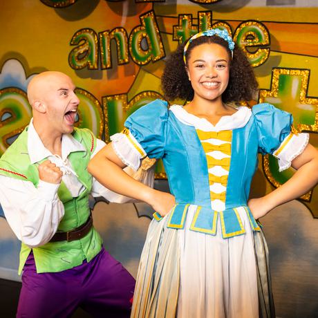 Jack and the Beanstalk panto cast members Ben Thornton as Billy and Becky Sanneh as Jack Trot
