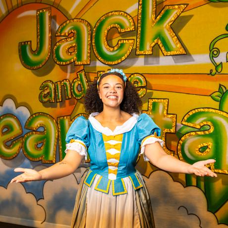 Jack and the Beanstalk panto cast member Becky Sanneh as Jack Trot