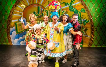 Jack and the Beanstalk panto cast members on stage
