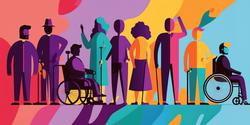An image depicting people with different forms of accessibility needs