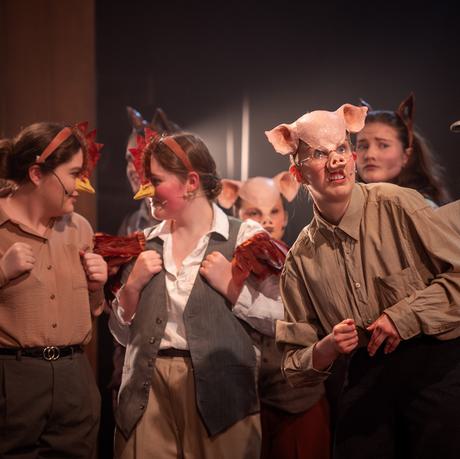 Animal Farm Production Photo of Youth Theatre Participants in show.